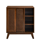 Mid Century Modern Rattan Sideboard Cabinet, Buffet Cabinet for Entryway Hallway Living Room Kitchen W1801P195630