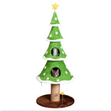 59in Large Tall Christmas Tree Cat Tower 2 Cat Condos & Scratching Post, Soft Fleece Cat Tree 35277382
