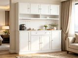 Pantry Cabinet 73" with Charging Station, 55" Wide Kitchen Pantry with Microwave Stand, White 90098810