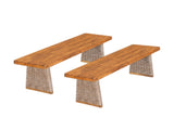 Outdoor Acacia Wood Bench,Teak Finish Brown Wicker N773P286715B
