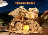 3D Wooden Puzzle Tree House With Light Handmade Crafts Assembly Model Kits Creative Decoration 67588677