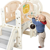 ZUN Kids Slide Playset Structure, Castle Climbing Crawling Playhouse with Slide, Arch Tunnel, Ring Toss, 69695487