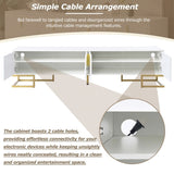 ON-TREND Modern TV Stand Metal Legs and Gold Handles for TVs Up to 80'', Media Console Table WF325614AAK