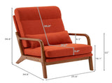 High Back Solid Wood Armrest Backrest Iron Frame Linen Indoor Leisure Chair 08337258