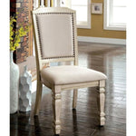 ZUN Set of 2 Padded Fabric Dining Chairs in Antique White and Ivory B016P156592