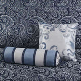 ZUN 5 Piece Jacquard Bedspread Set with Throw Pillows Navy King B03597645