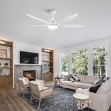 ZUN 56 In Intergrated LED Ceiling Fan Lighting with White ABS Blade W136755949