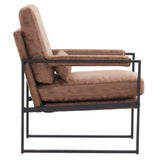 Single Iron Frame Chair Light Brown Technology Fabric Indoor Leisure Chair 43319375