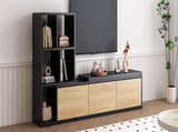 ON-TREND 74.8''-126'' Extendable TV Stand with 3 Tier Bookshelves for TVs up to 110'', Adjustable WF531669AAB