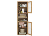 67" Tall Slim Bathroom Storage Cabinet with Fluted Doors, Adjustable Shelf Freestanding Narrow 15082223