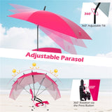 2 Pack Pink Umbrella Chair for Adults with Adjustable ParasolPortable Backpack Beach Chair 62111420