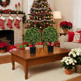 2PCS Set 22in Artificial Trees Natural Full Bodied Artificial Topiary Ball Plants for Outdoor Front 27579461