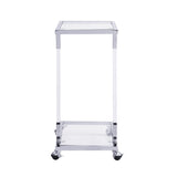 Chrome Glass Side Table, Acrylic End Table, Glass Top C Shape Square Table with Metal Base for W82153573