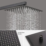 ZUN Matte black shower system 12 inch Brass Bathroom Deluxe rain mixed shower combination set wall KE-3803-BN