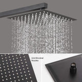 ZUN Matte black shower system 10 inch Brass Bathroom Deluxe rain mixed shower combination set wall W121951936