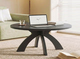 Round Coffee Table, 31.5 Inch Circular Center Table with Curved Cross Legs, Melamine Laminated MDF 68345383