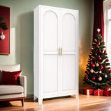 71'' 2 Shapely Doors Cabinet, Metal Storage Cabinet with Doors and Adjustable Shelves, for Bedroom, 57744316