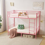 Twin Over Twin Bunk Bed for Kids Teens Adults, Heavy Duty Metal Bunk Bed with 47332895