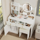 Fashion Vanity Desk with Mirror Lights for Makeup Cushioned Chair, Vanity Mirror with Lights 50220138