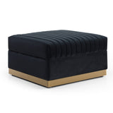 Contemporary Vertical Channel Tufted Velvet Big Size Ottoman Modern Upholstered Foot Rest for Living W1117P147304