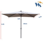 ZUN 10 x 6.5t Rectangular Patio Solar LED Lighted Outdoor Umbrellas with Crank and Push Button Tilt for 84267153