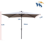 ZUN 10 x 6.5t Rectangular Patio Solar LED Lighted Outdoor Umbrellas with Crank and Push Button Tilt for W65690316