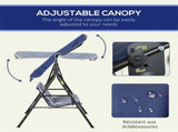 Dark Blue 3-Person Outdoor Swing Chair Patio Swing with Cushion, Adjustable Canopy 72523027