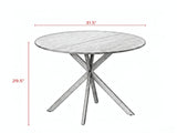 31.5" Industrial Round Dining Table for 2, Small Kitchen Table with Cross Steel Legs in Distressed 12319196