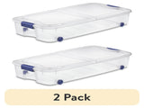 (2 pack)66 Quart Latching Underbed Wheeled Storage Bin, Clear Plastic Storage Container with Latch 10228695