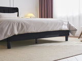 Queen Size Velvet Bed Frame with Charging Station and Storage Shelf, Upholstered Platform Bed with 00449409