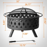 ZUN 32IN Metal Fire Pit Black 36801333