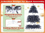 6FT Gray Pre-Lit Feather Style Christmas Tree, , 430 Branch Tips, 200 Warm White LEDs, Hinged 09425013