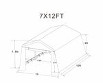 ZUN 7x12 ft Outdoor Gazebo Portable Storage Shelter Shed with 2 Roll up Zipper Doors & Vents Carport for W2373P186909