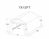 ZUN 7x12 ft Outdoor Gazebo Portable Storage Shelter Shed with 2 Roll up Zipper Doors & Vents Carport for W2373P186909