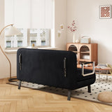 velvet black 55 Convertible Chair Bed, Tri-Fold Sofa Bed with Adjustable Backrest & Pillow, Leisure W1767P192807