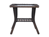 Outdoor Wicker Side Table, Rattan End Table with Glass Top, Patio Coffee Bistro Table for Indoor 91766785