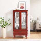 Lighted Glass Cabinet Glass Wine Cabinet Curio Display Cabinet with Adjustable Glass Shelves 2 Doors W2275P178823