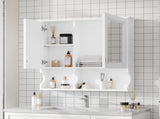 30 Inch Mirror Medicine Cabinet with Open Shelves, Wall Mounted Home Storage with Doors & Mirror, N710P322812K
