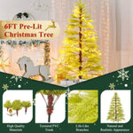 ZUN 6ft Artificial Christmas with 300 LED Lights and 600 Branch Tips, Imitation Cypress Leaf Xmas N710P181792F