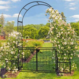 198.5*50*219cm Courtyard Arc Top With Door With Planting Frame Iron Art Iron Arch Black 02242955