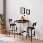 ZUN Bar Table Set with 2 Bar stools PU Soft seat with backrest, Rustic Brown, 23.62'' W x 23.62'' D x W1162104643