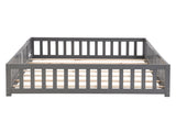Full Size Floor Bed with Door,Solid Wood Platform Bed Frame with Fence,Suitable for children,Pine W495123245
