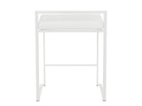Fuji Contemporary Stackable Counter Stool in White with White Velvet Cushion by LumiSource - Set of B202P222387