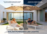 9ft Solar Patio Umbrella with LED Lights, Outdoor Market Table Umbrella with Push Button Tilt & 40652998