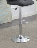 Adjustable stool Chair Black Faux Leather Clean Lines Seat Chrome Base Modern Set of 2 Chairs / B011P151351