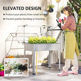 ZUN White mini greenhouse with raised garden bed 59856385