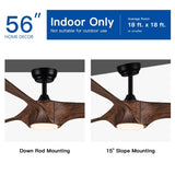 ZUN 56 In.Intergrated LED Ceiling Fan with Brown Wood Grain ABS Blade W1367P182867