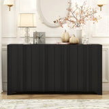 U_STYLE Sophisticated 4-Door Sideboard Adorned with Intricate Linear Accents and Luxurious N711P247438B