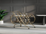 Gold Bar Carts for The Home Bar Serving Cart, Rolling Bar Cart Gold with Lockable Caster Wheels, W3123P480999