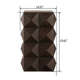 23.62"Height Three-dimensional Embossed Pattern Design Retro Side Table Retro Wooden Nightstand W757P250946